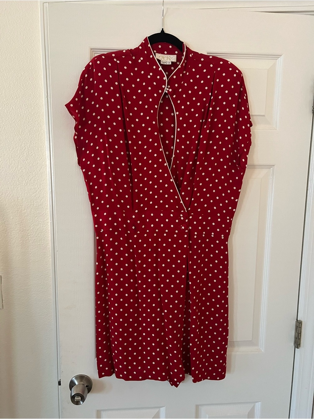 Cache Red Polka Dot Jumpsuit with White Piping